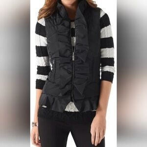 For Cynthia Black Ruffled Vest